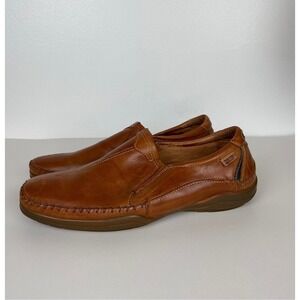 Pikolinos San Telmo Mens Tan Leather Slip On Loafers Size 10 Whipstitch Casual